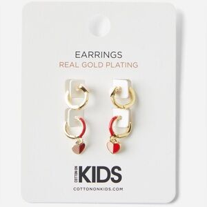 Gold Plated Pink & Red Heart Huggie Earrings♥️